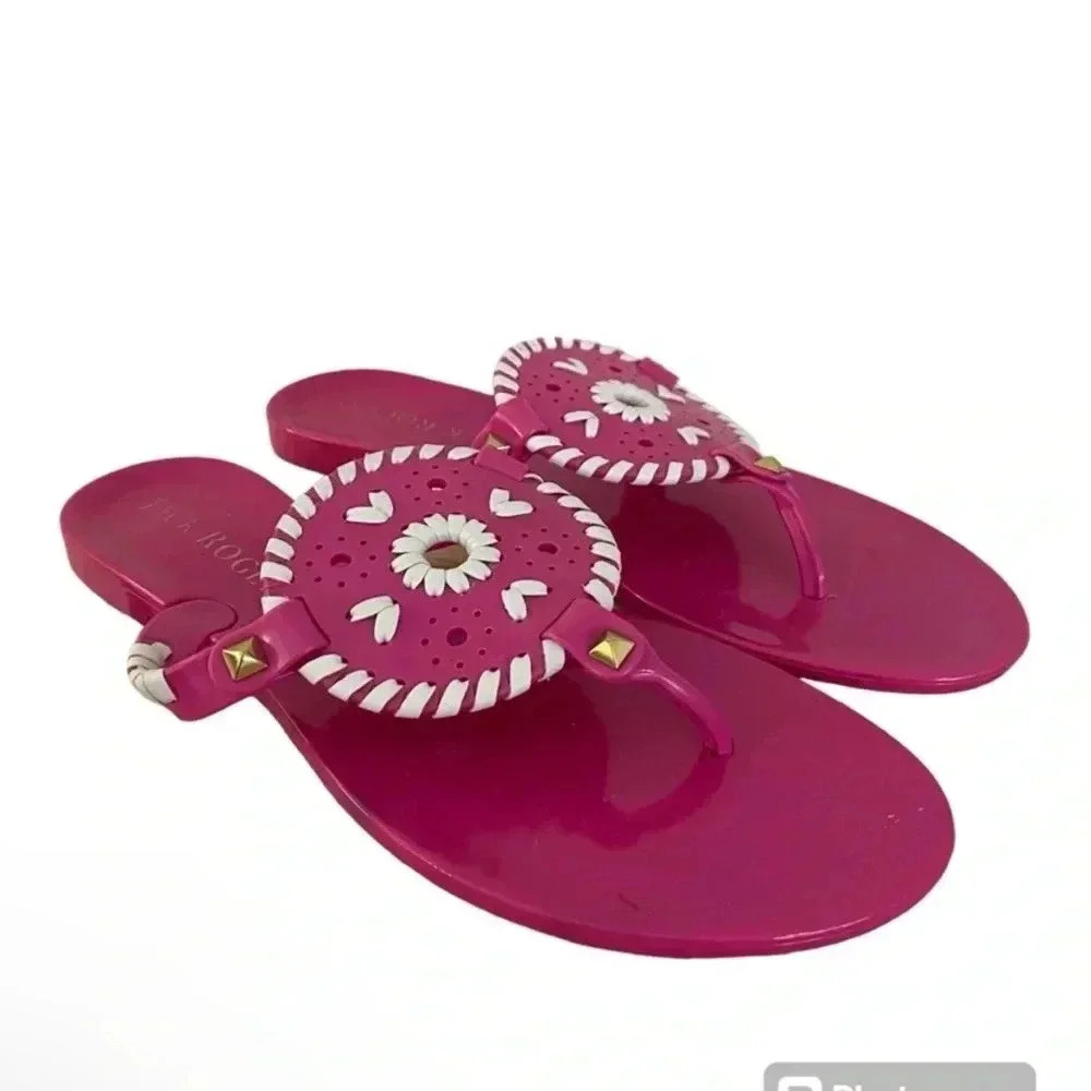 Jack Rogers Womens Size 7 Hot Pink Georgica Jelly Thong Sandals